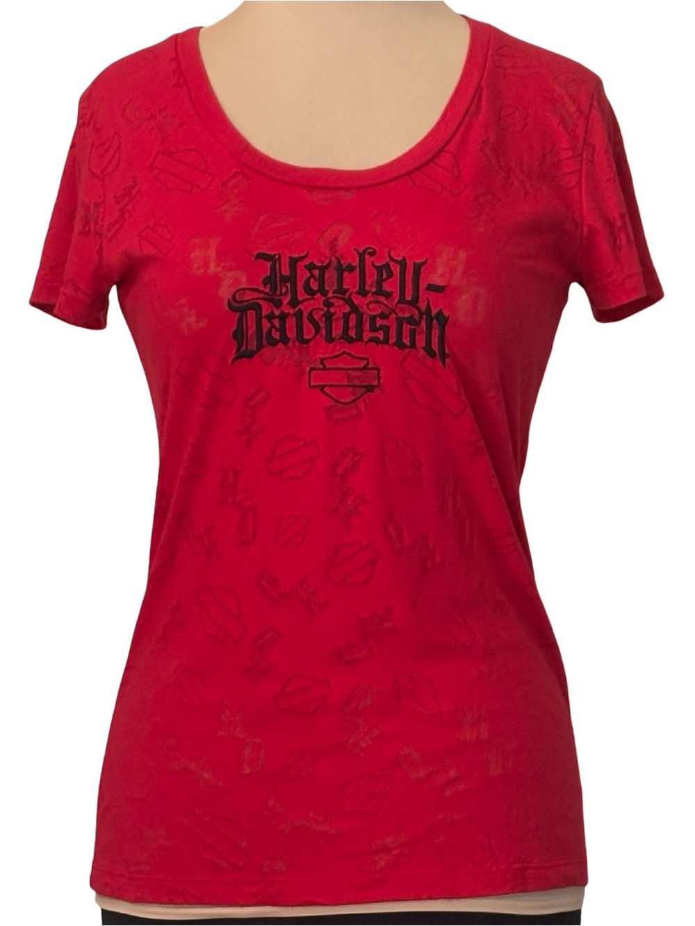Harley Davidson South Bend Indiana Embroidered Burnout Tee Women's Medium